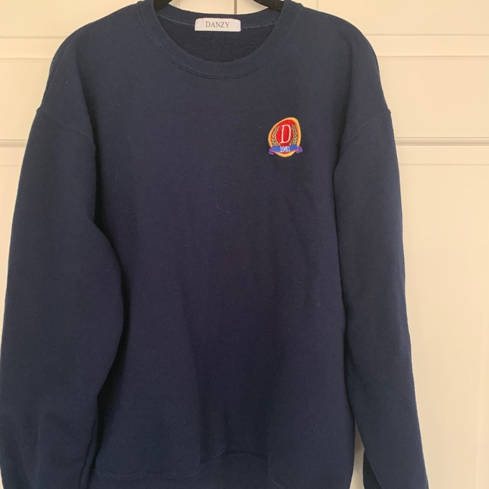 Danzy Navy Blue Classic Crew Neck Sweatshirt